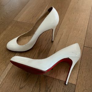 White patent Christian Louboutin white patent leather heels pumps size 38